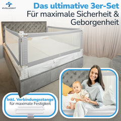 3er-Set Bettschutzgitter für lückenlosen Rundum-Schutz am Boxspringbett