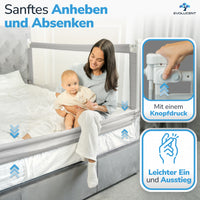 Bettgitter mit einem Knopfdruck anheben und absenken