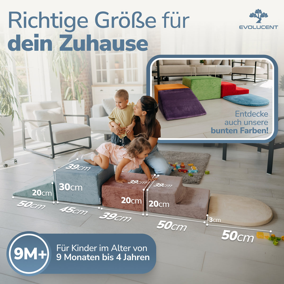 Maße der Schaumstoff Bausteine im Wohnzimmer