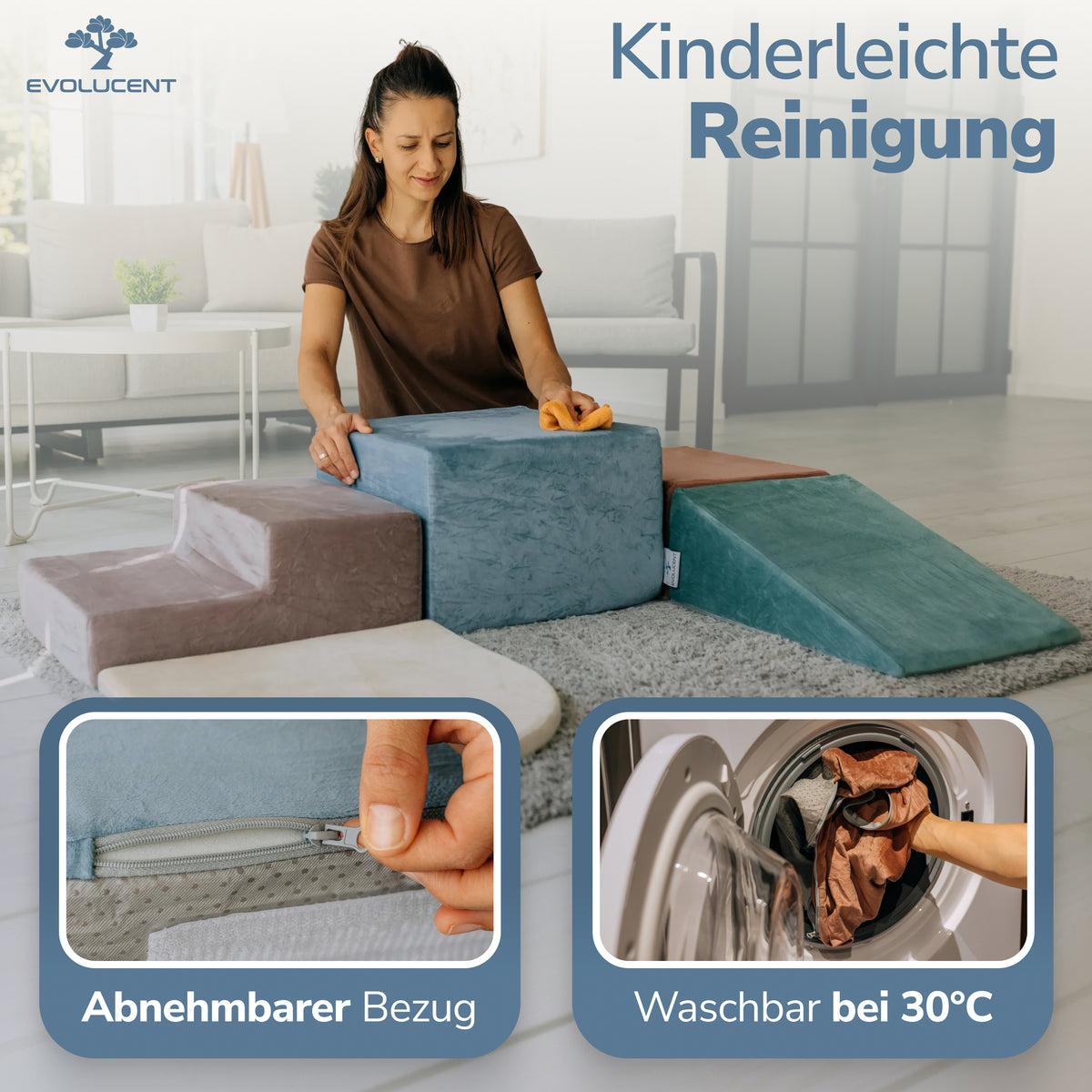Abnehmbarer Bezug, waschbar bei 30 Grad